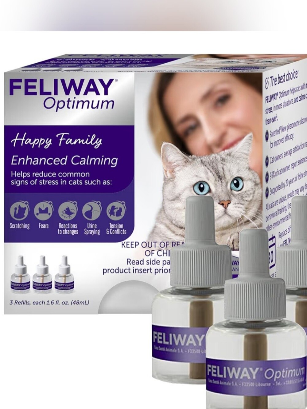 FELIWAY Optimum Cat Calming Pheromone Diffuser Refill - 3 Pack